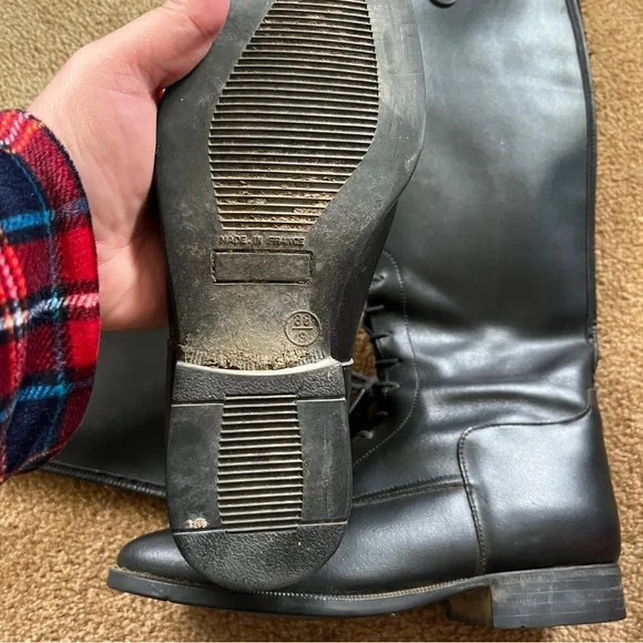 Women's Equestrian Horse Riding Boots Zip Black Lace Up Size US 7.5 European 38 - Picture 13 of 15